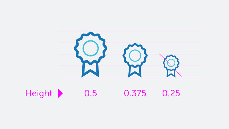 Examples of the same icon at heights of 0.5, 0.375 and 0.25.