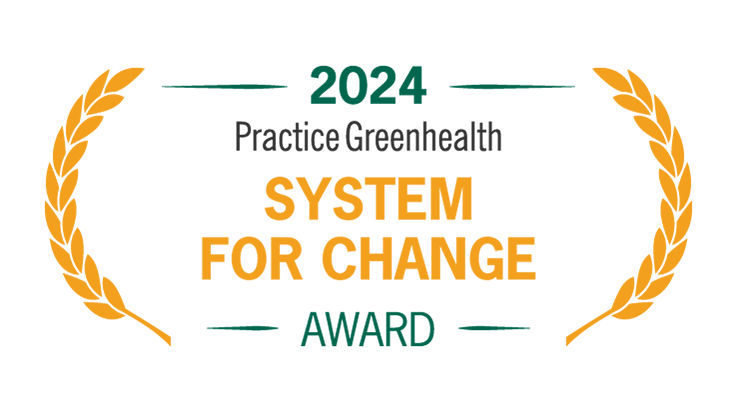 The Practice Greenhealth logo denoting their System for Change award.