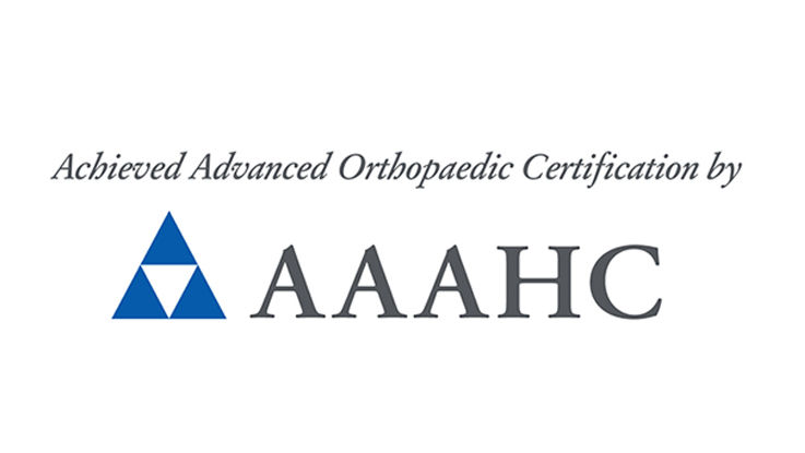 Logo that reads achieved advanced orthopaedic accreditation by AAAHC.