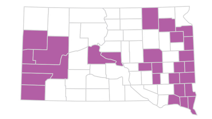 Our Freedom (Cost) plans are available in these South Dakota counties: Beadle, Brookings, Brown, Butte, Clay, Codington, Custer, Davison, Day, Deuel, Fall River, Grant, Hughes, Jerauld, Lake, Lawrence, Lincoln, McCook, Meade, Minnehaha, Moody, Pennington, Sanborn, Stanley, Turner, Union and Yankton.