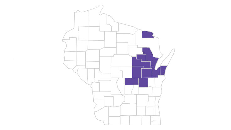 NE WI Select network available in these Wisconsin counties: Brown, Florence, Kewaunee, Menominee, Oconto, Outagamie, Shawano, Waupaca, Waushara and Winnebago.