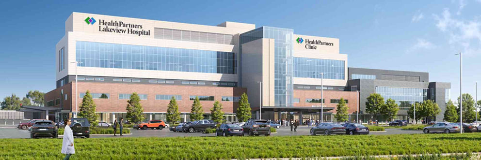 View of the hospital from the northwest. 