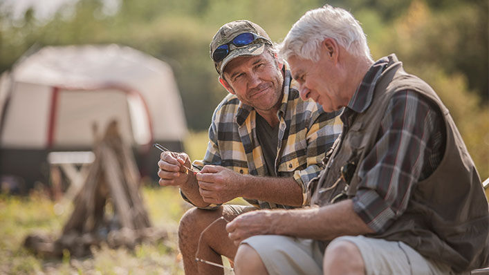 Two men camping