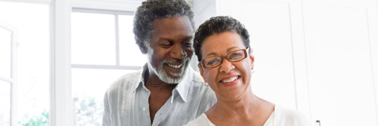 Smiling senior man and woman