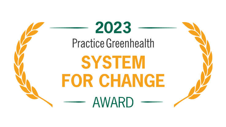 Logo for the 2023 Practice Greenhealth System for Change Award.