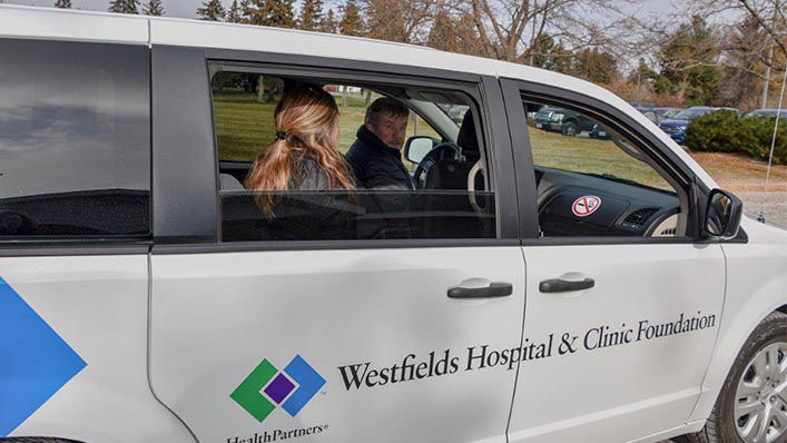 A patient rides in our Westfields Hospital & Clinic Foundation transportation van.